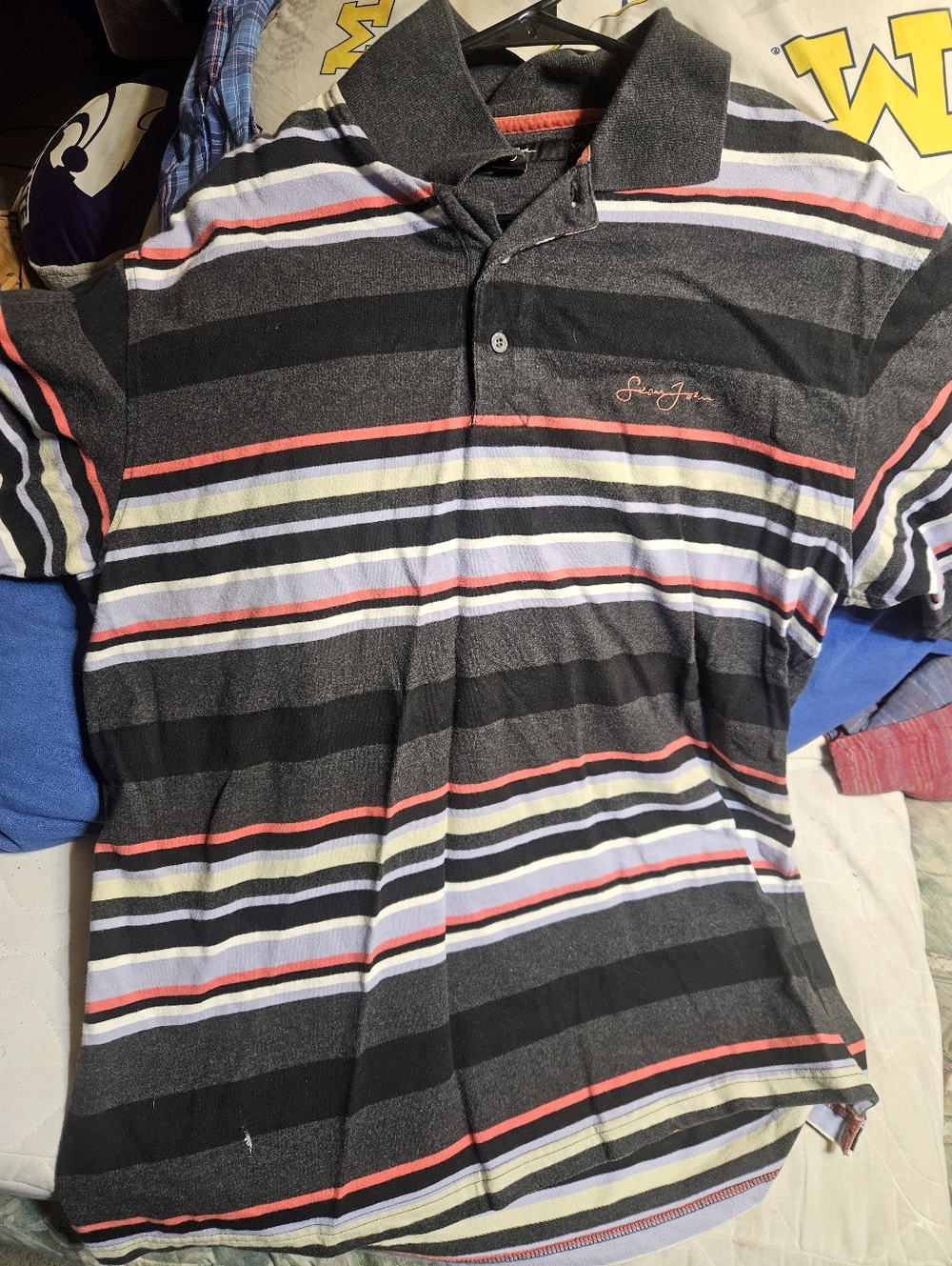 Mens Sean Jean Multicolor Stripe Polo